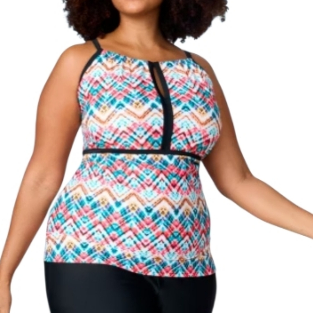 Free Country Women's Size 3X 26 Swim Top Tankini UPF 50 Sun Protection Quick Dry